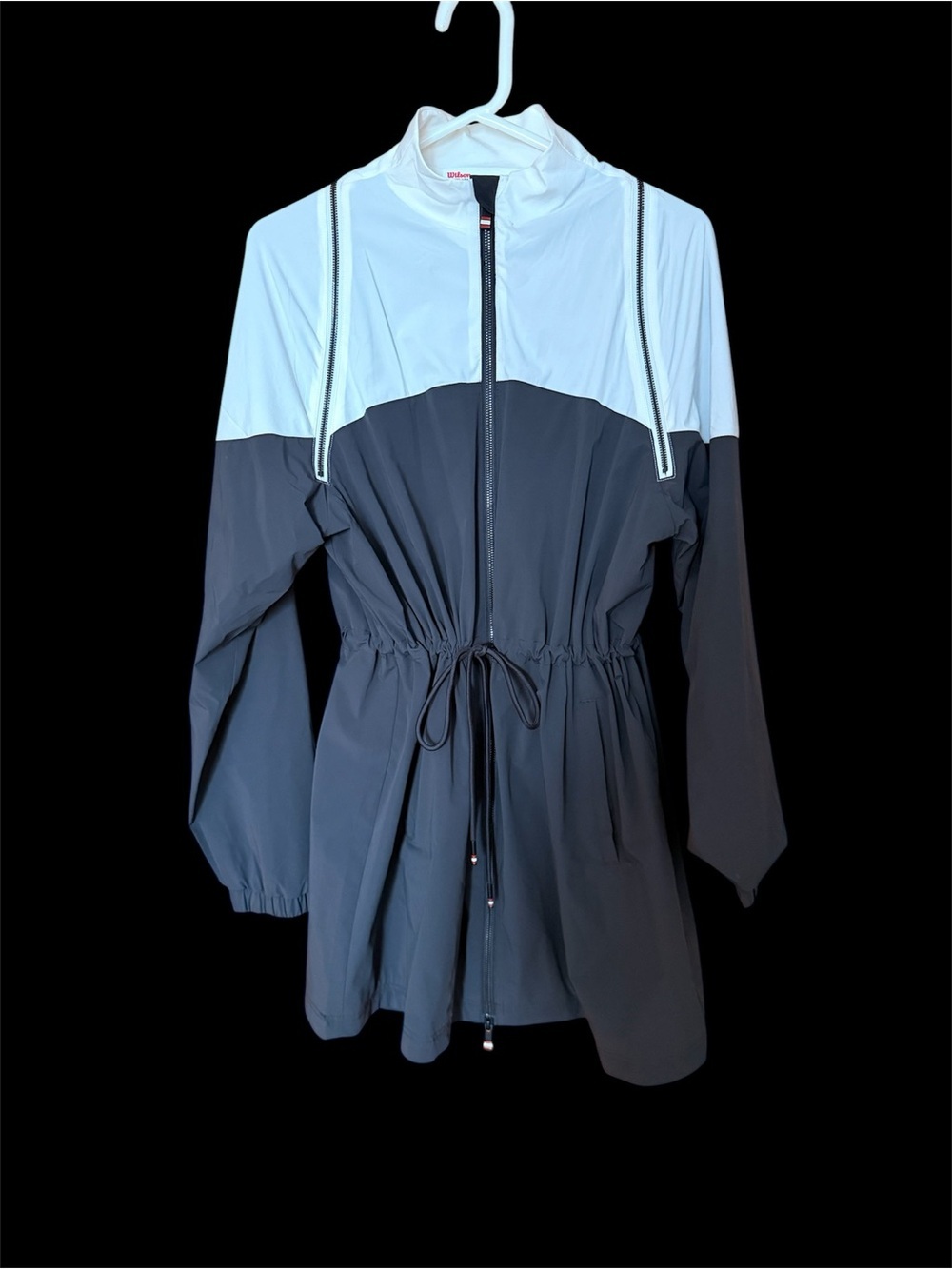 RARE Wilson White Windbreaker Jacket with Black Zipper Accents - Picture 2 of 12